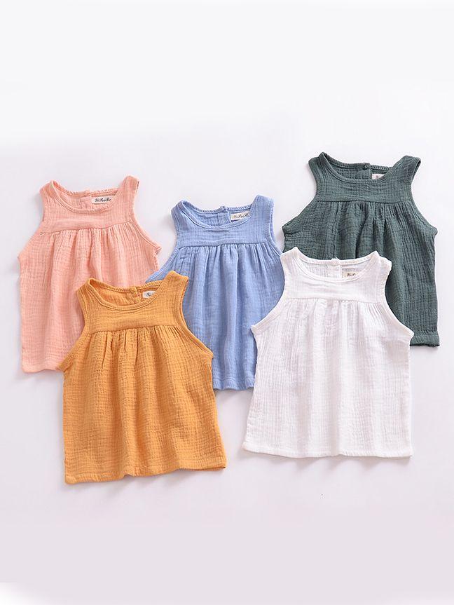 5 Colors Baby Toddler Girl Solid Color Vest Tops Kids Summer Clothes - dianjiang-