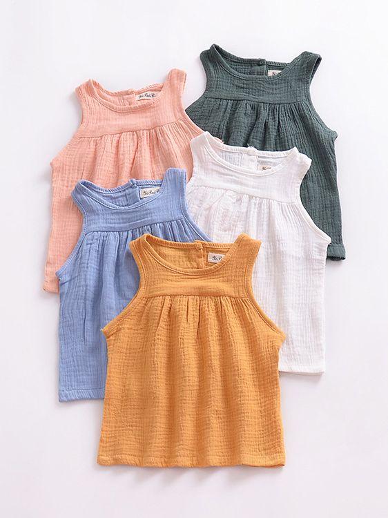 5 Colors Baby Toddler Girl Solid Color Vest Tops Kids Summer Clothes - dianjiang-