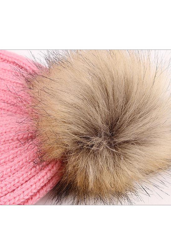 Cute Ball Trimmed Knitted Hat Solid Color for Autumn Winter - dianjiang-