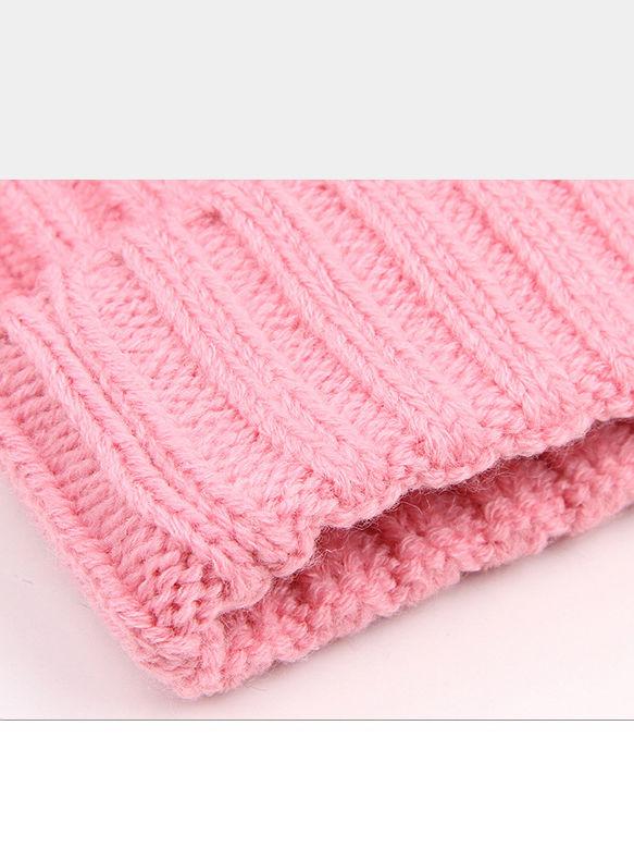 Cute Ball Trimmed Knitted Hat Solid Color for Autumn Winter - dianjiang-