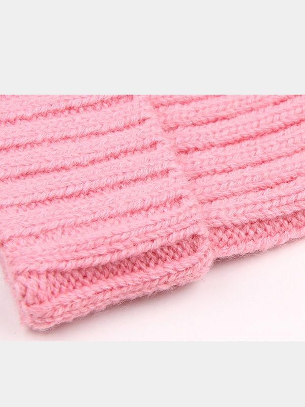 Cute Ball Trimmed Knitted Hat Solid Color for Autumn Winter - dianjiang-