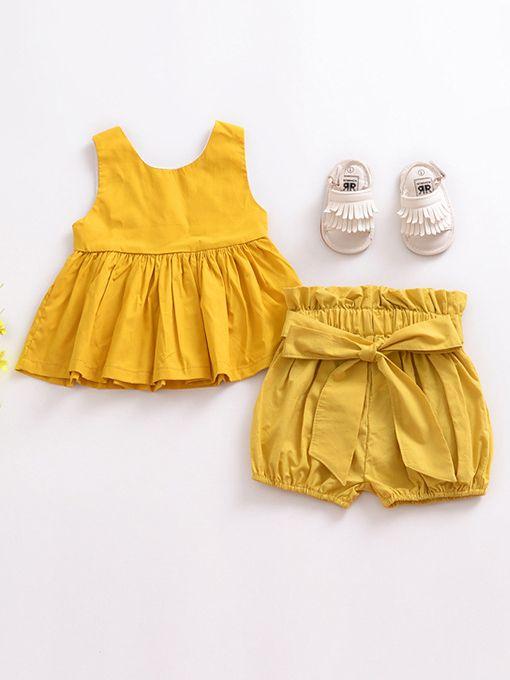 Selvedge Baby Girls Summer Lantern Shorts Infant Bread Pants Solid Color/Checked - dianjiang-