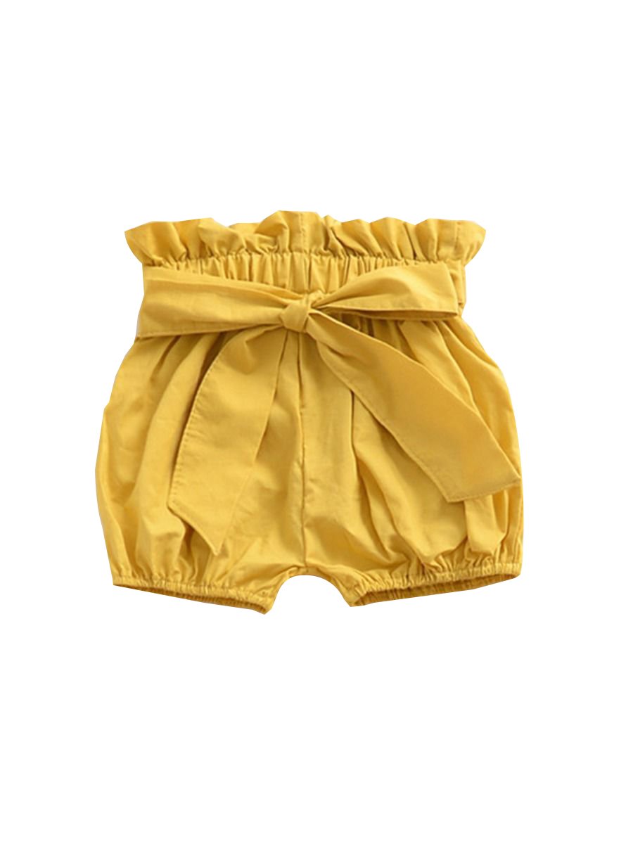 Selvedge Baby Girls Summer Lantern Shorts Infant Bread Pants Solid Color/Checked - dianjiang-