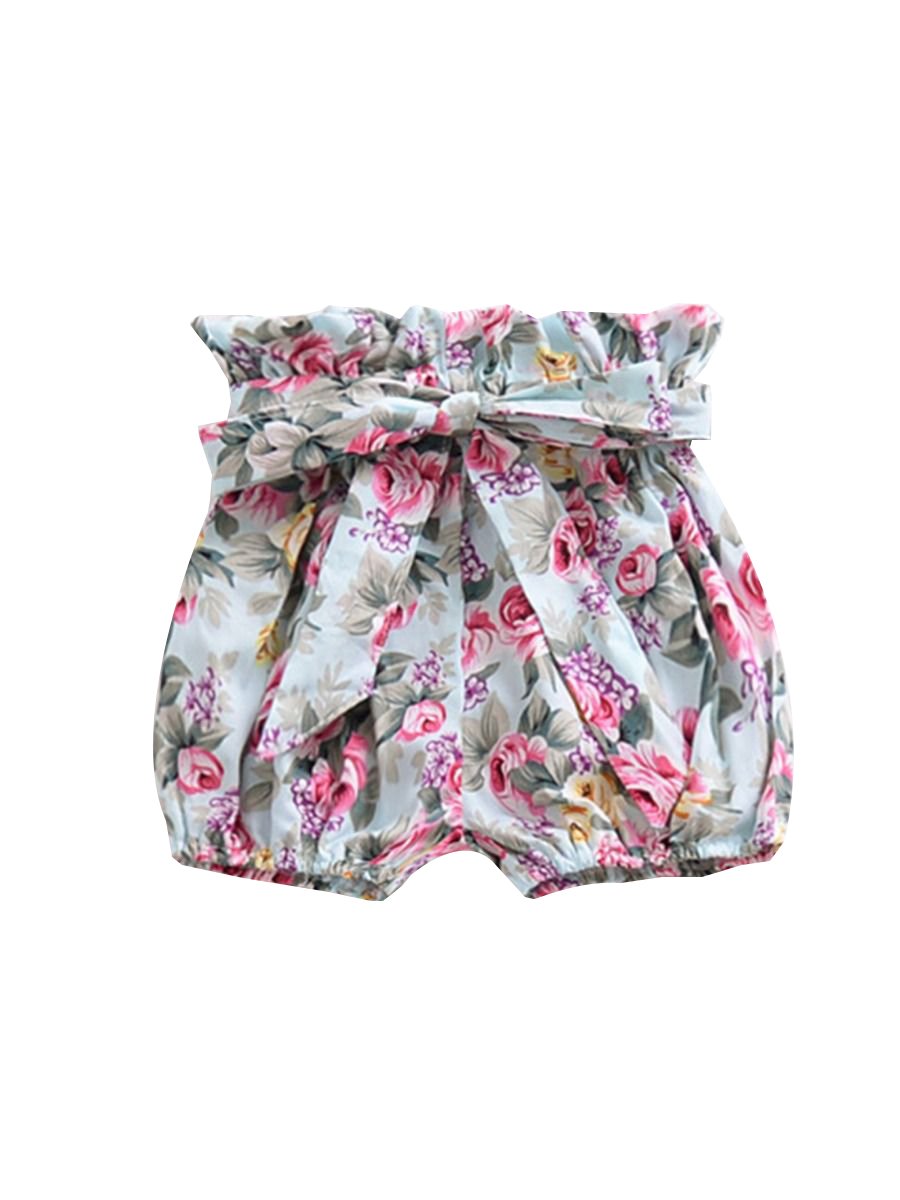 Selvedge Baby Girls Summer Lantern Shorts Infant Bread Pants Solid Color/Checked - dianjiang-