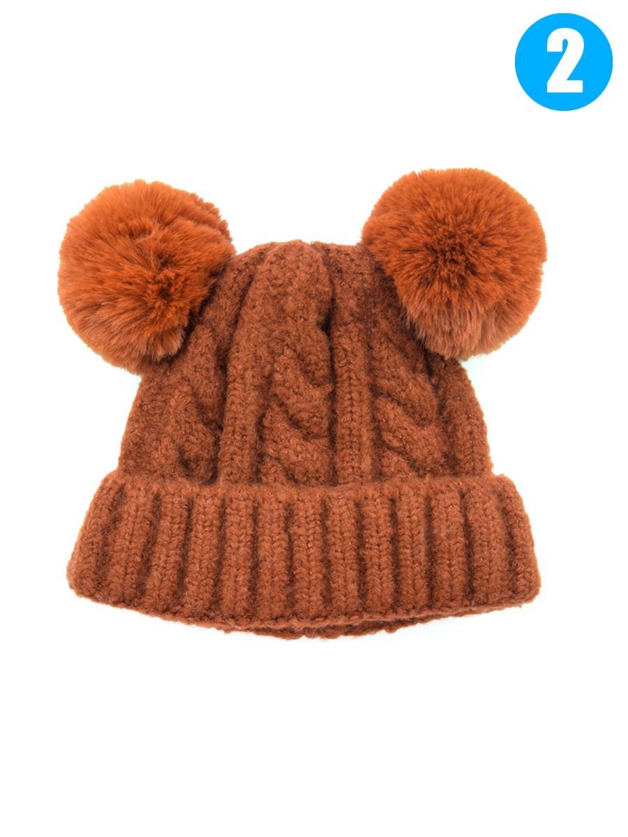 Winter Cable Knit Beanie with Double Pom - dianjiang-