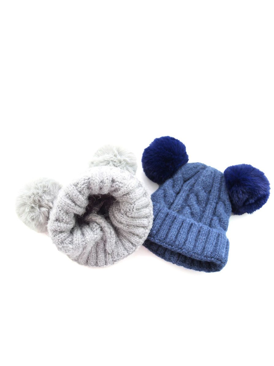 Winter Cable Knit Beanie with Double Pom - dianjiang-