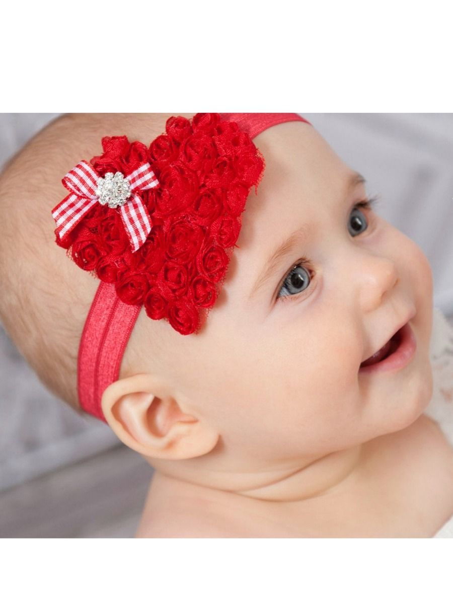 Flower Trimmed Headband Christmas Baby Toddler Girls Hair Accessory - dianjiang-