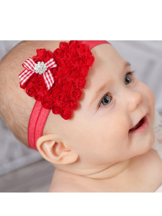 Flower Trimmed Headband Christmas Baby Toddler Girls Hair Accessory - dianjiang-