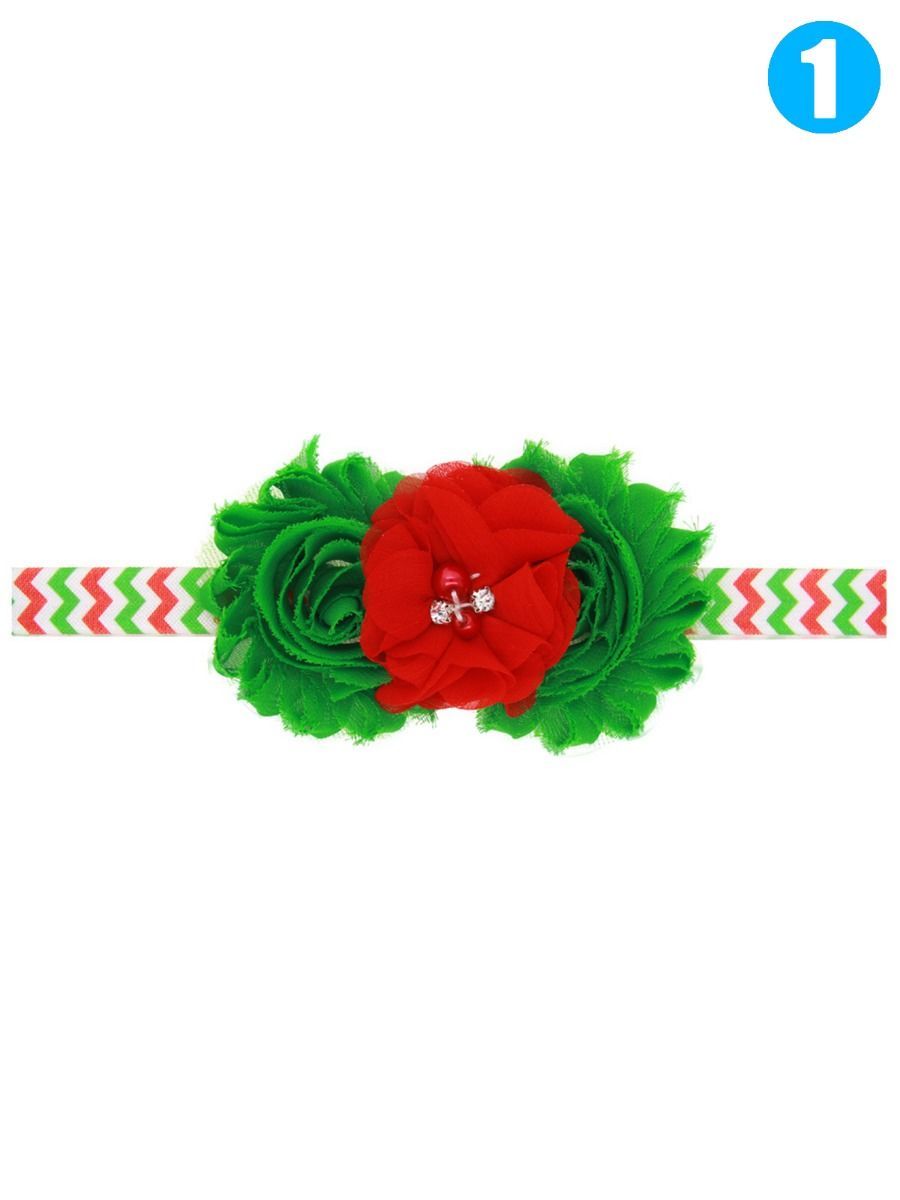 Xmas Big Flower Trimmed Headband Photography Props Hair Ornaments - dianjiang-