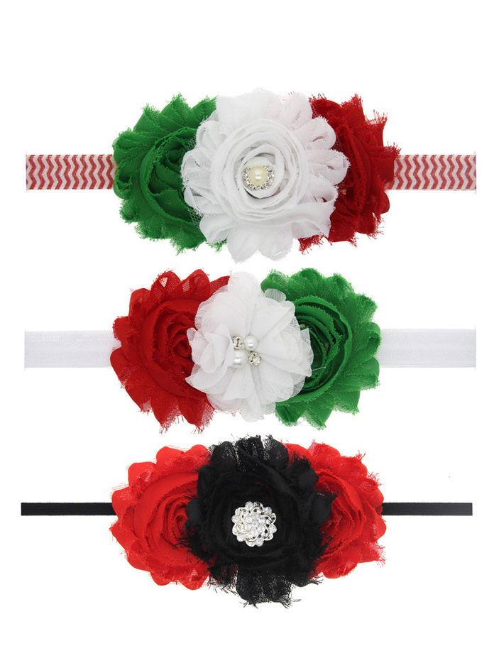 Xmas Big Flower Trimmed Headband Photography Props Hair Ornaments - dianjiang-