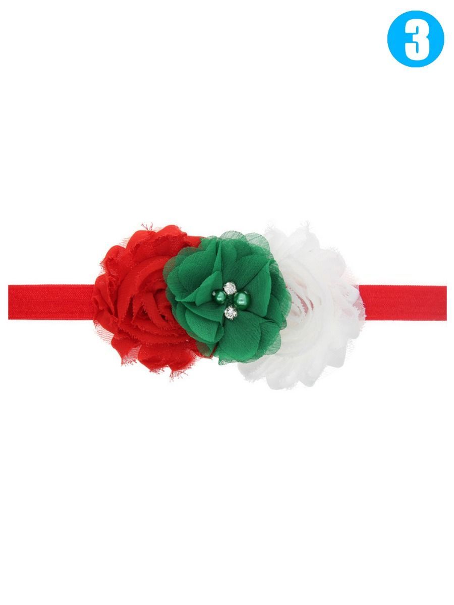 Xmas Big Flower Trimmed Headband Photography Props Hair Ornaments - dianjiang-