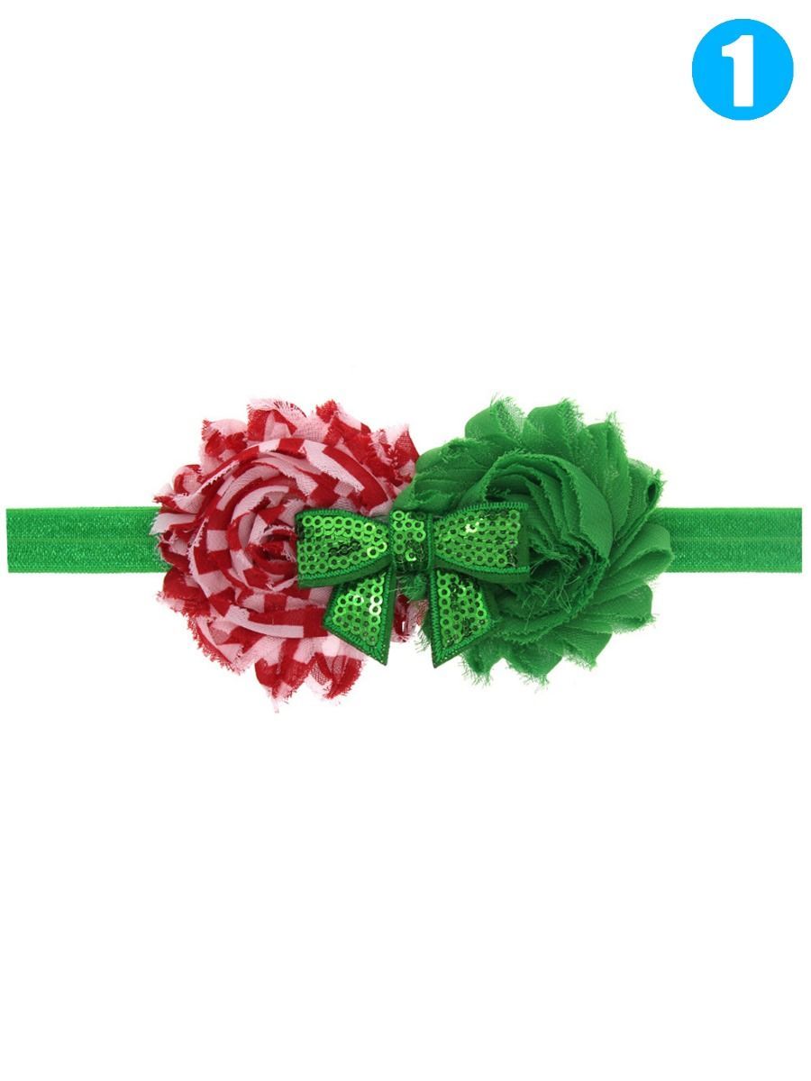 Sequin Bow Flower Trimmed Hair Clip Baby Christmas Headband - dianjiang-