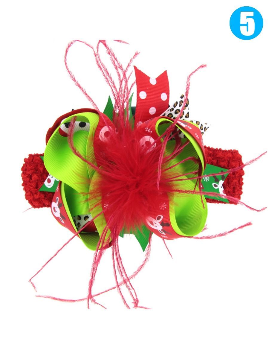 Feather Trimmed Colorful Hair Clip Christmas Party Hair Ornaments - dianjiang-