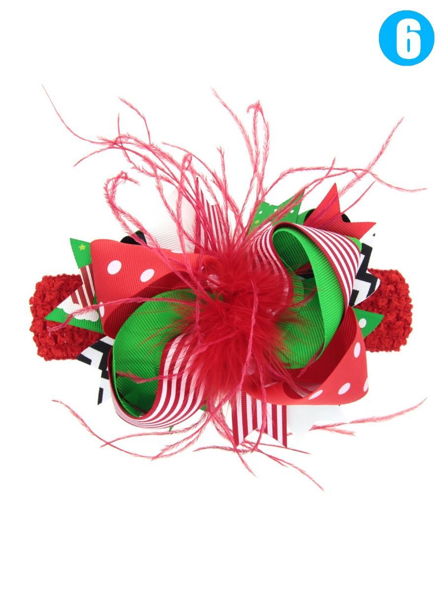 Feather Trimmed Colorful Hair Clip Christmas Party Hair Ornaments - dianjiang-