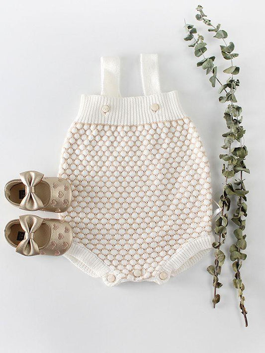 Spanish Style Outwear Crochet Dots Onesie Suspender Cotton Baby Romper - dianjiang-