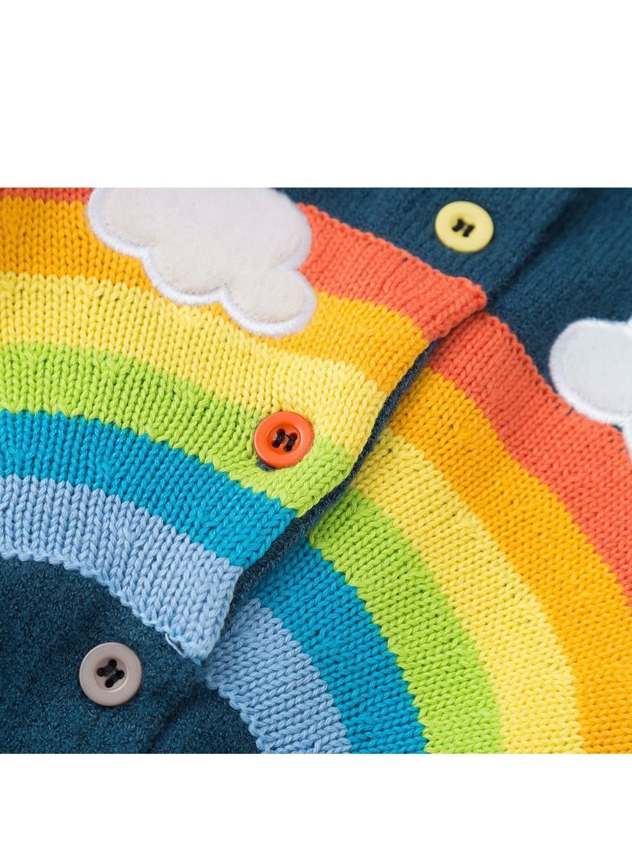 Cute Cloud Rainbow Top Crochet Cardigan Baby Girls Kids Knitwear - dianjiang-
