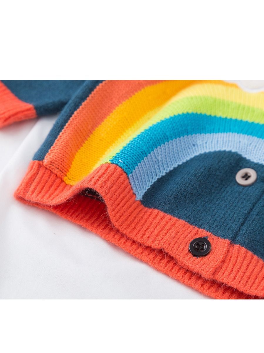 Cute Cloud Rainbow Top Crochet Cardigan Baby Girls Kids Knitwear - dianjiang-