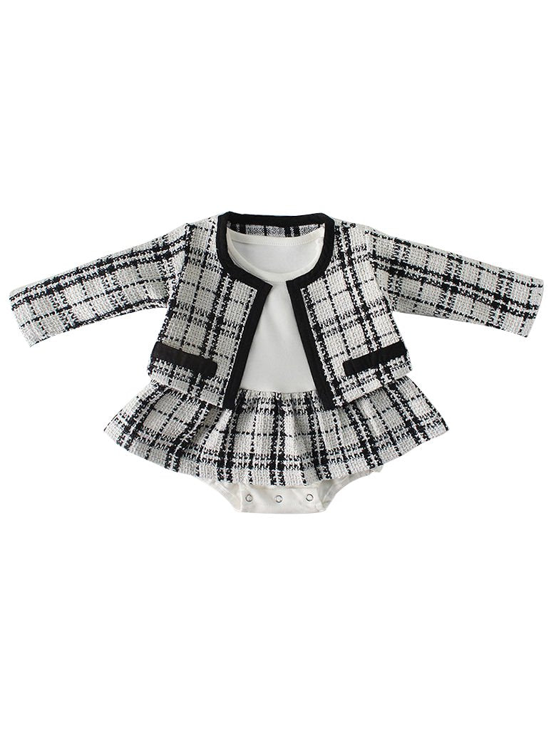 Spanish Style Baby Clothes Cotton Romper Dress+Checked Blouse Top - dianjiang-