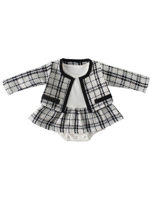 Spanish Style Baby Clothes Cotton Romper Dress+Checked Blouse Top - dianjiang-