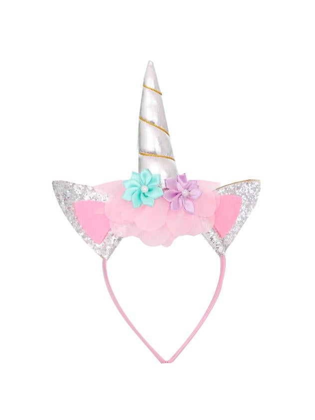 Fashion Sequin Flower Trimmed Unicorn Hair Hoop Hair Band Decorations for Kids Girls - dianjiang-