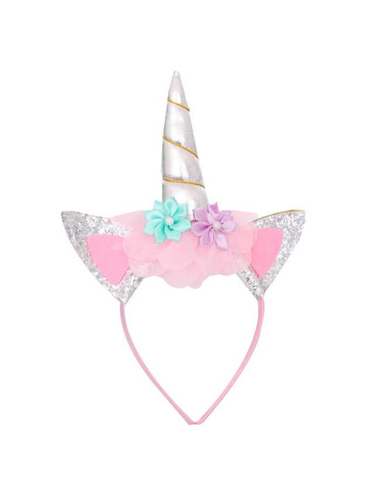 Fashion Sequin Flower Trimmed Unicorn Hair Hoop Hair Band Decorations for Kids Girls - dianjiang-
