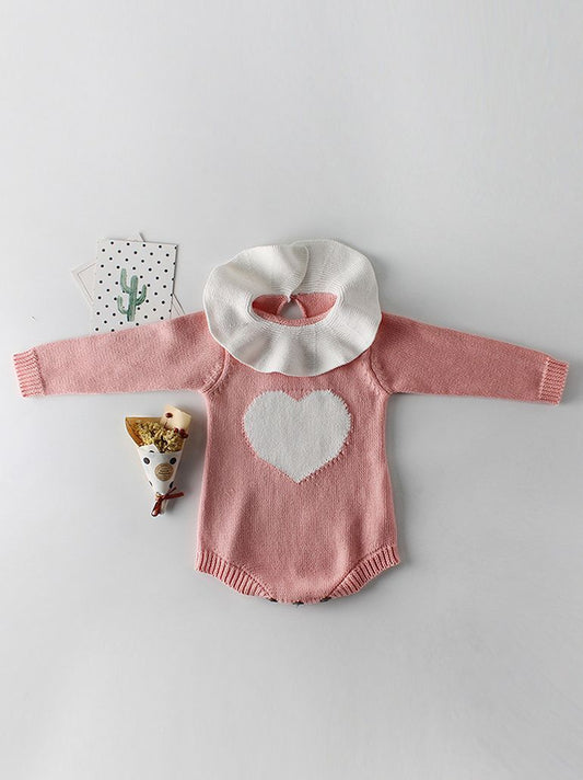 Doll Collar Romper Love Heart Crochet Infant Girl Cotton Spanish Style Baby Clothes - dianjiang-