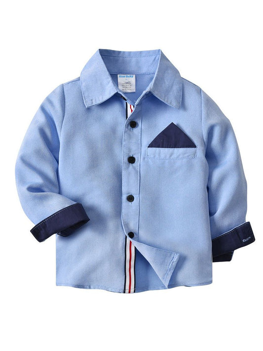 Blue Long Sleeve Fit Plaid Oxford Shirt for Toddler Big Boys - dianjiang-