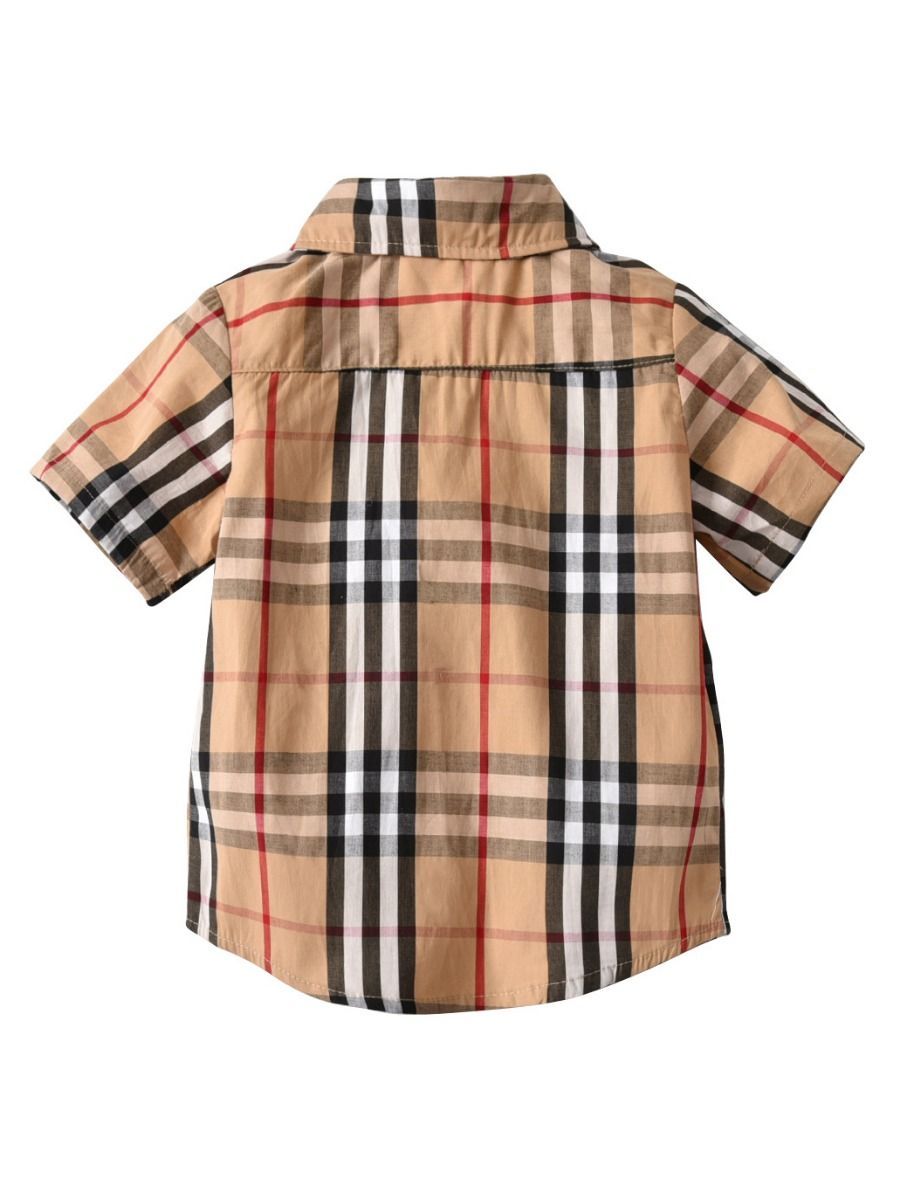 British Style Top Big Boy Classic Plaid Cotton Casual Shirt for Summer - dianjiang-