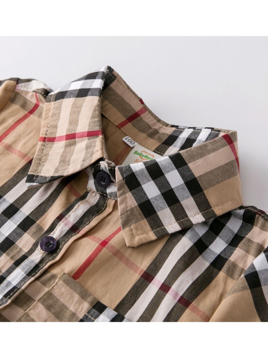 British Style Top Big Boy Classic Plaid Cotton Casual Shirt for Summer - dianjiang-