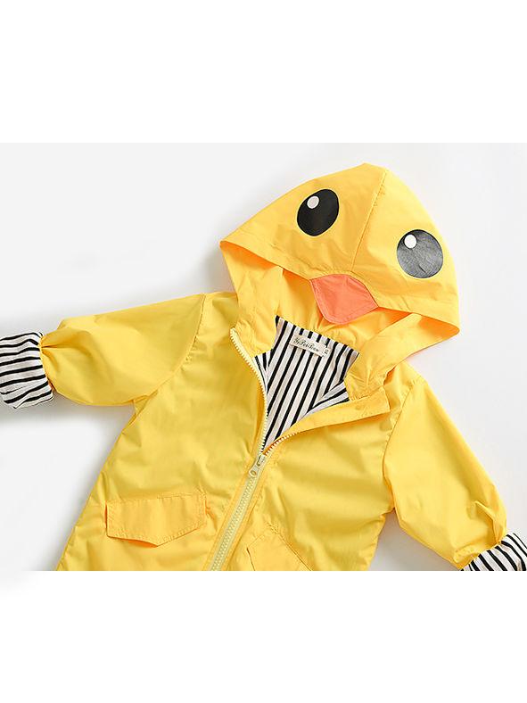 Fashion Duck Style Clothes Wind Rain Jacket Zip Light Hooded Coat For Baby Little Boys Girls Kids - dianjiang-