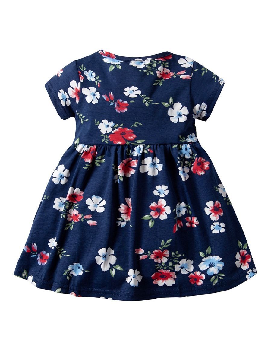 Hot Sale Baby Girl Floral Short Sleeve Romper Dress for Summer - dianjiang-