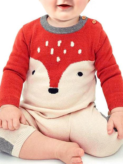 Adorable Fox Style Crochet Baby Romper Knitted Overalls - dianjiang-