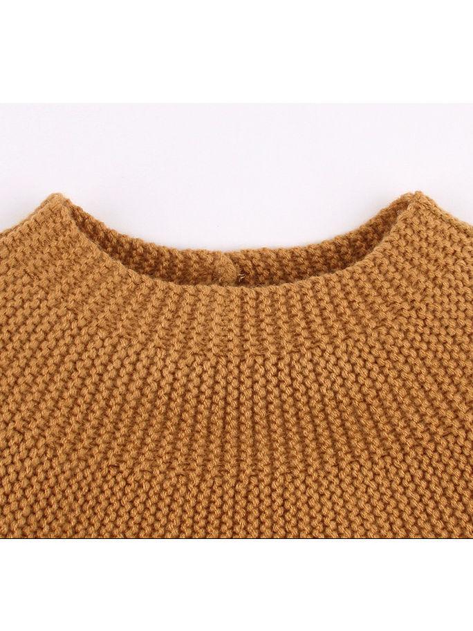 Stylish Solid Color Knitted Sweater - dianjiang-