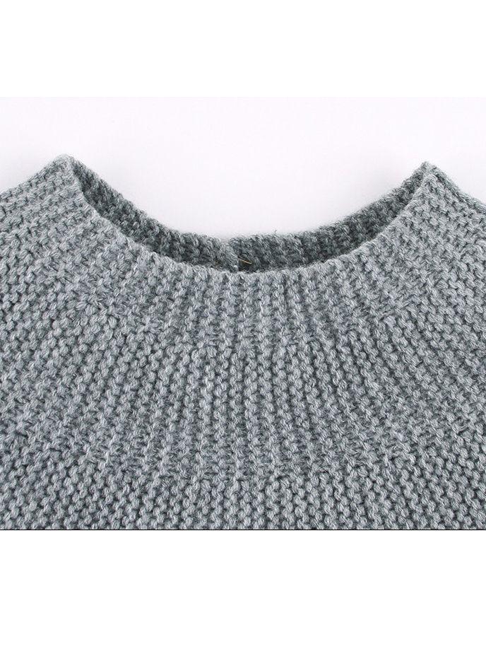 Stylish Solid Color Knitted Sweater - dianjiang-