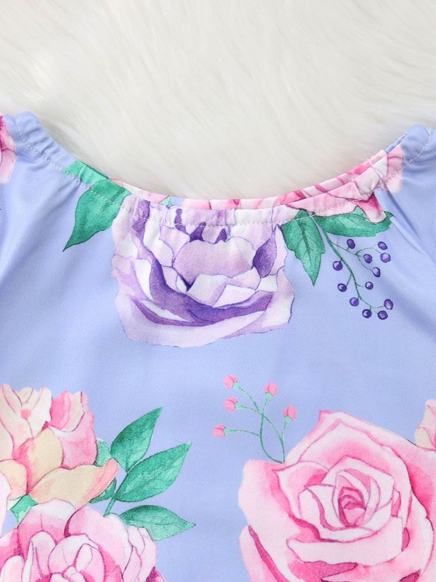 Floral Flutter Sleeve Romper Infant Baby Girl Spring Bodysuit - dianjiang-