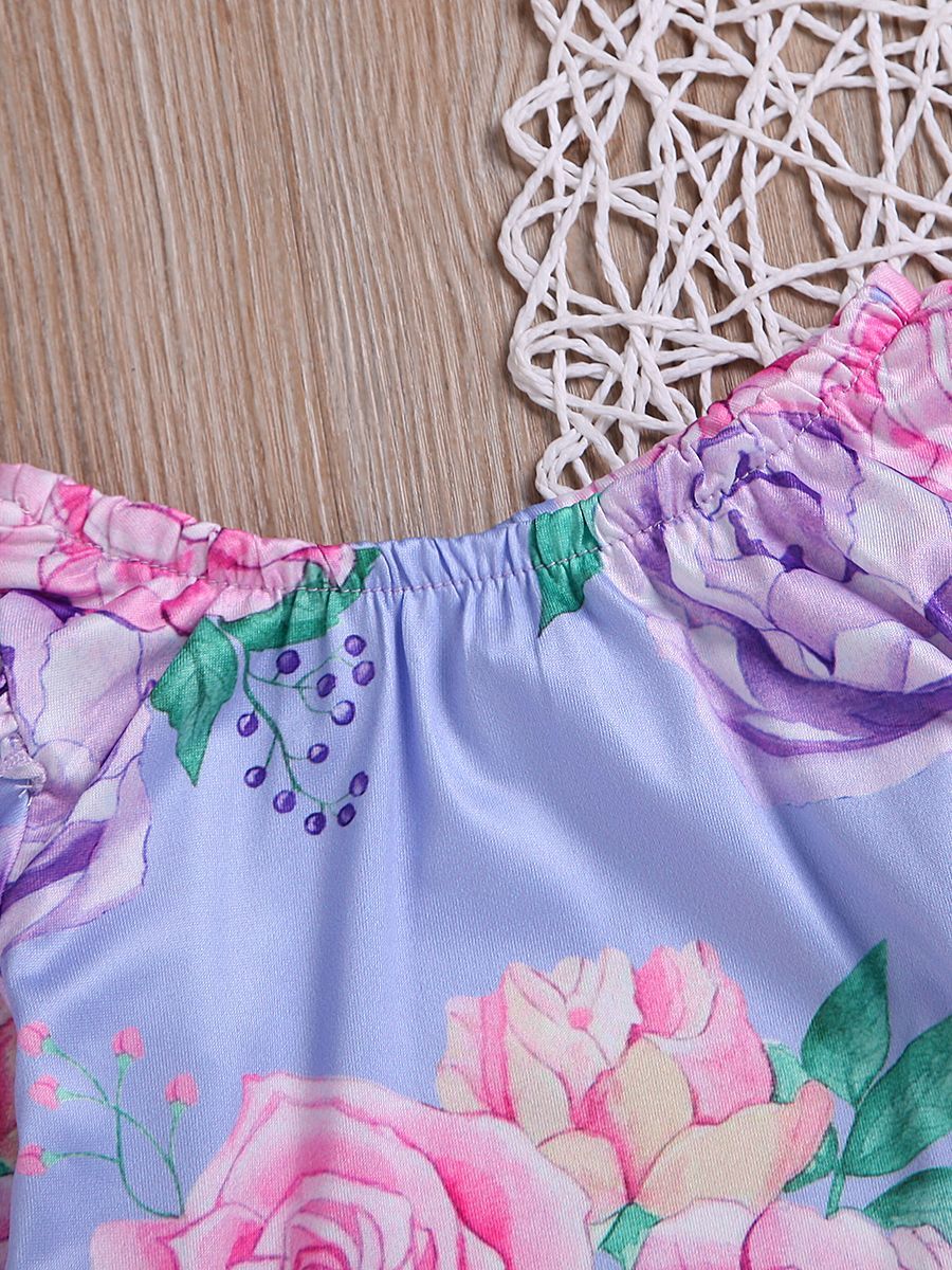 Floral Flutter Sleeve Romper Infant Baby Girl Spring Bodysuit - dianjiang-