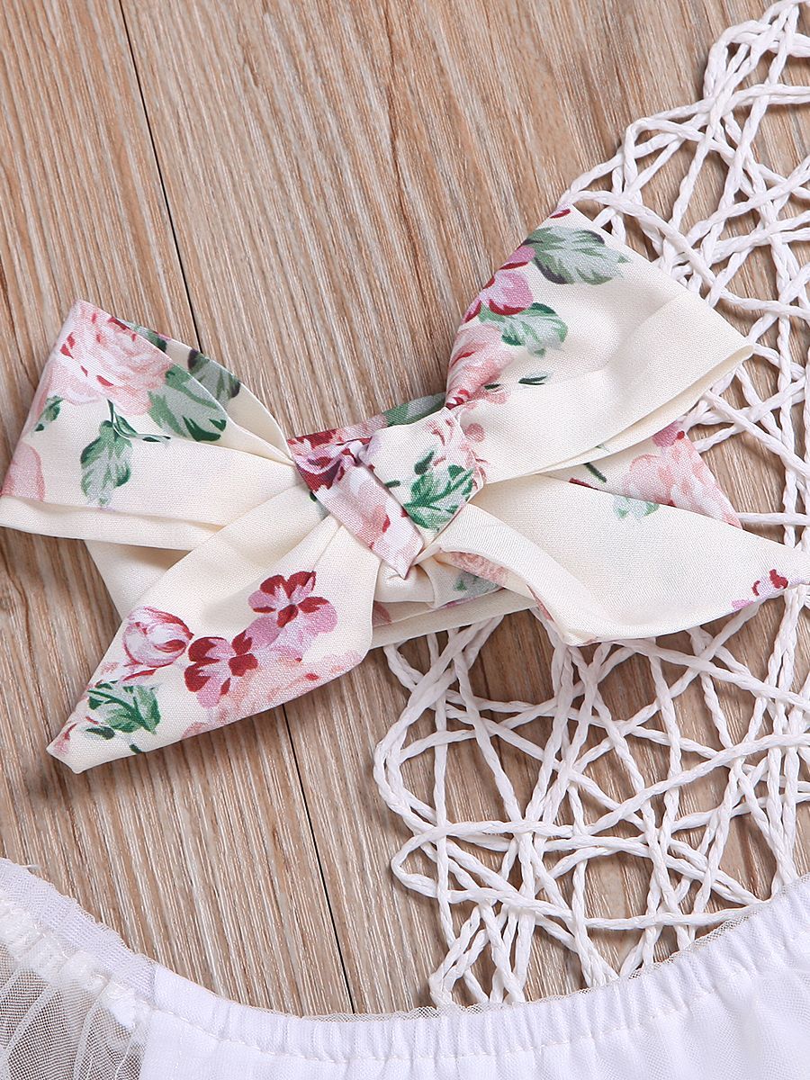 Casual Outing Clothes Outfits Set Flower Lace Collar White T-shirt+ Floral High-waisted Trousers+Headband - dianjiang-