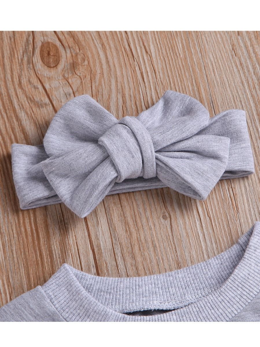 3-Piece Casual Clothing Outfits Set Bow Sweatshirt+Ruffle Pants+Headband - dianjiang-