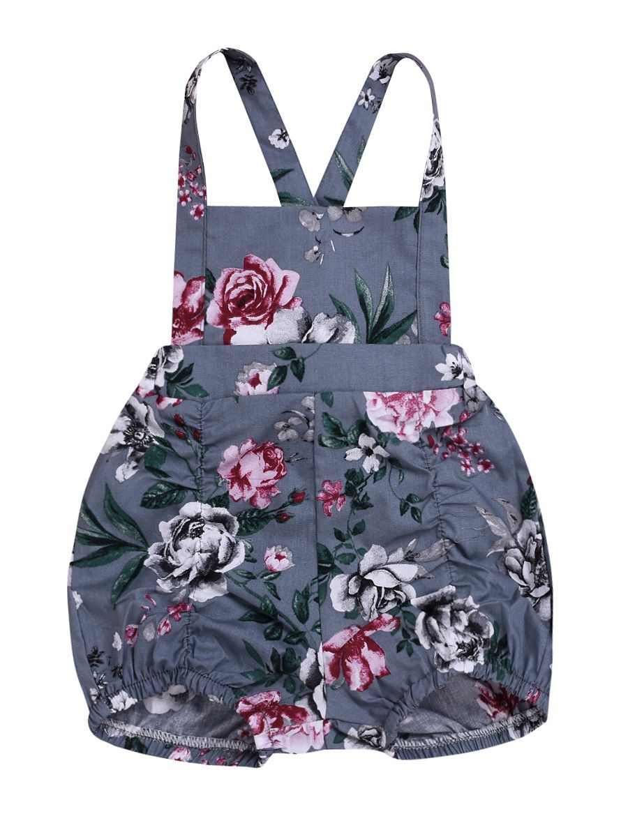 Baby Girls Flower Suspender Short Pants Spring Summer - dianjiang-