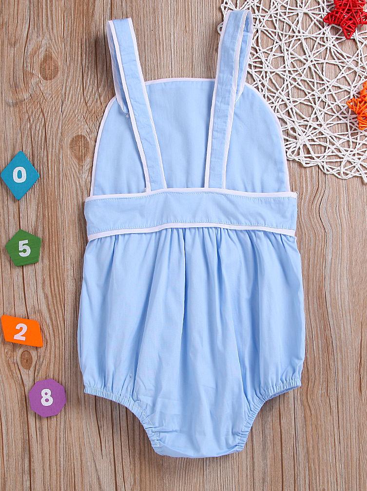 Summer Spanish Style Toddler Kids Suspender Blue/Pink Romper - dianjiang-