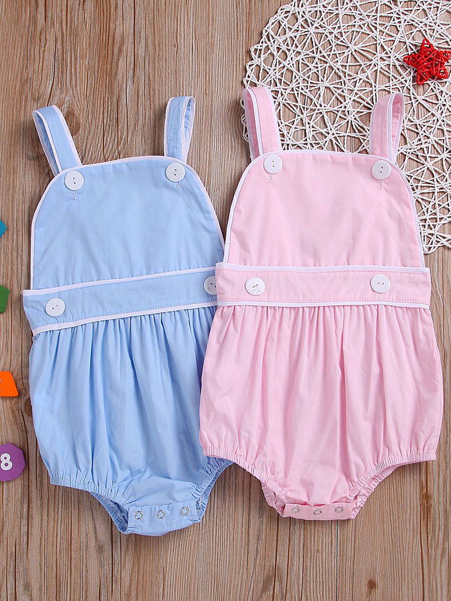 Summer Spanish Style Toddler Kids Suspender Blue/Pink Romper - dianjiang-