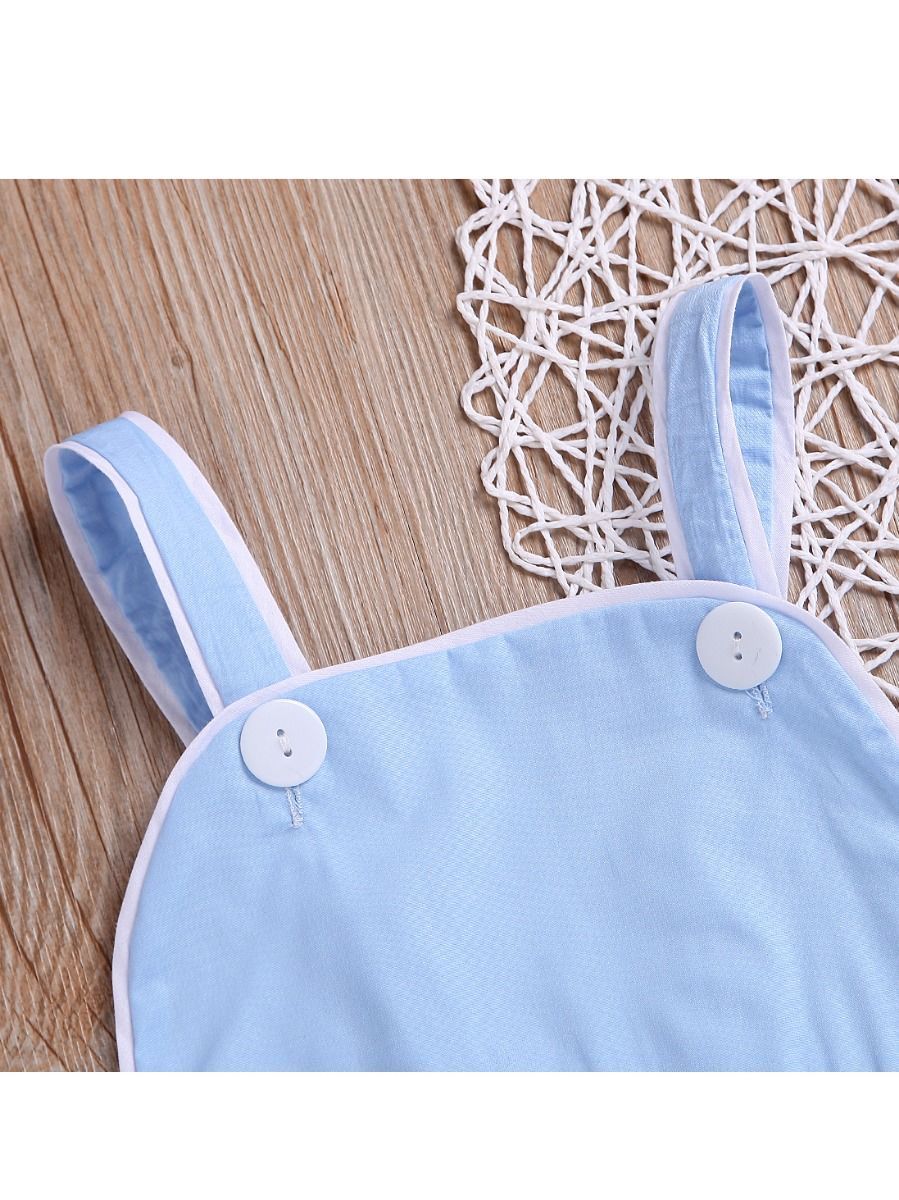 Summer Spanish Style Toddler Kids Suspender Blue/Pink Romper - dianjiang-