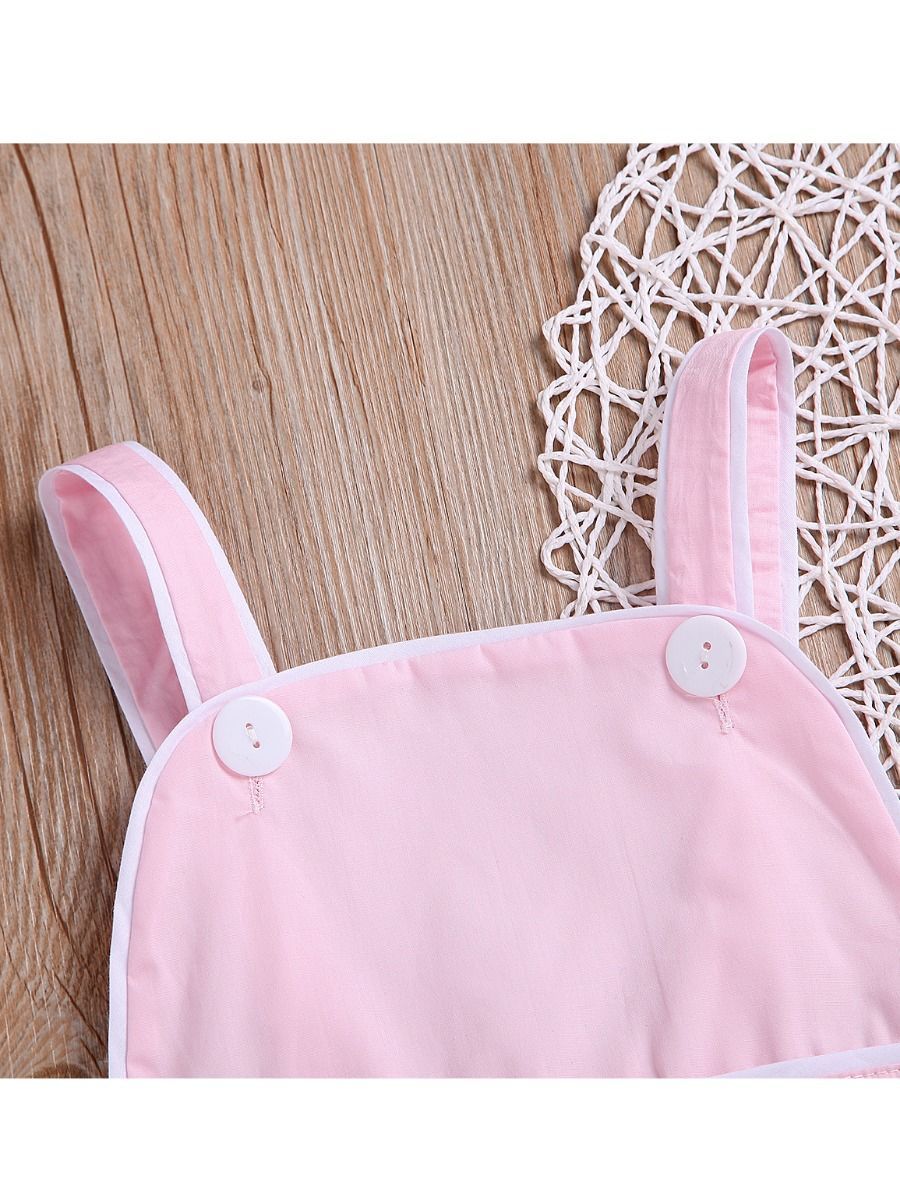 Summer Spanish Style Toddler Kids Suspender Blue/Pink Romper - dianjiang-