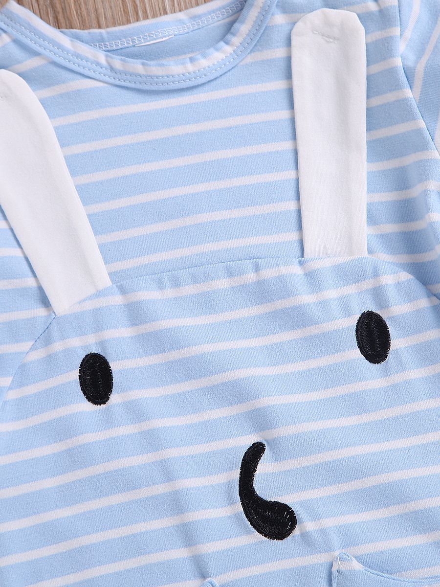 Cartoon Playsuit Animal Striped Short-sleeved Overalls - dianjiang-