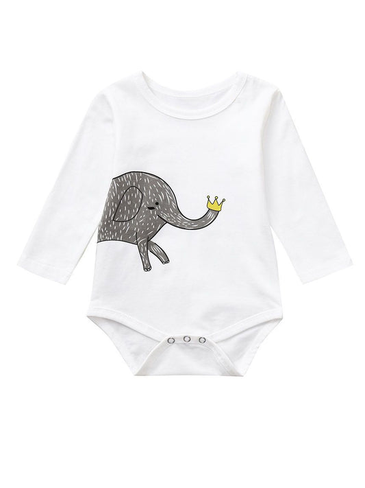 Spring Elephant Onesie Long-sleeved Baby Bodysuit - dianjiang-