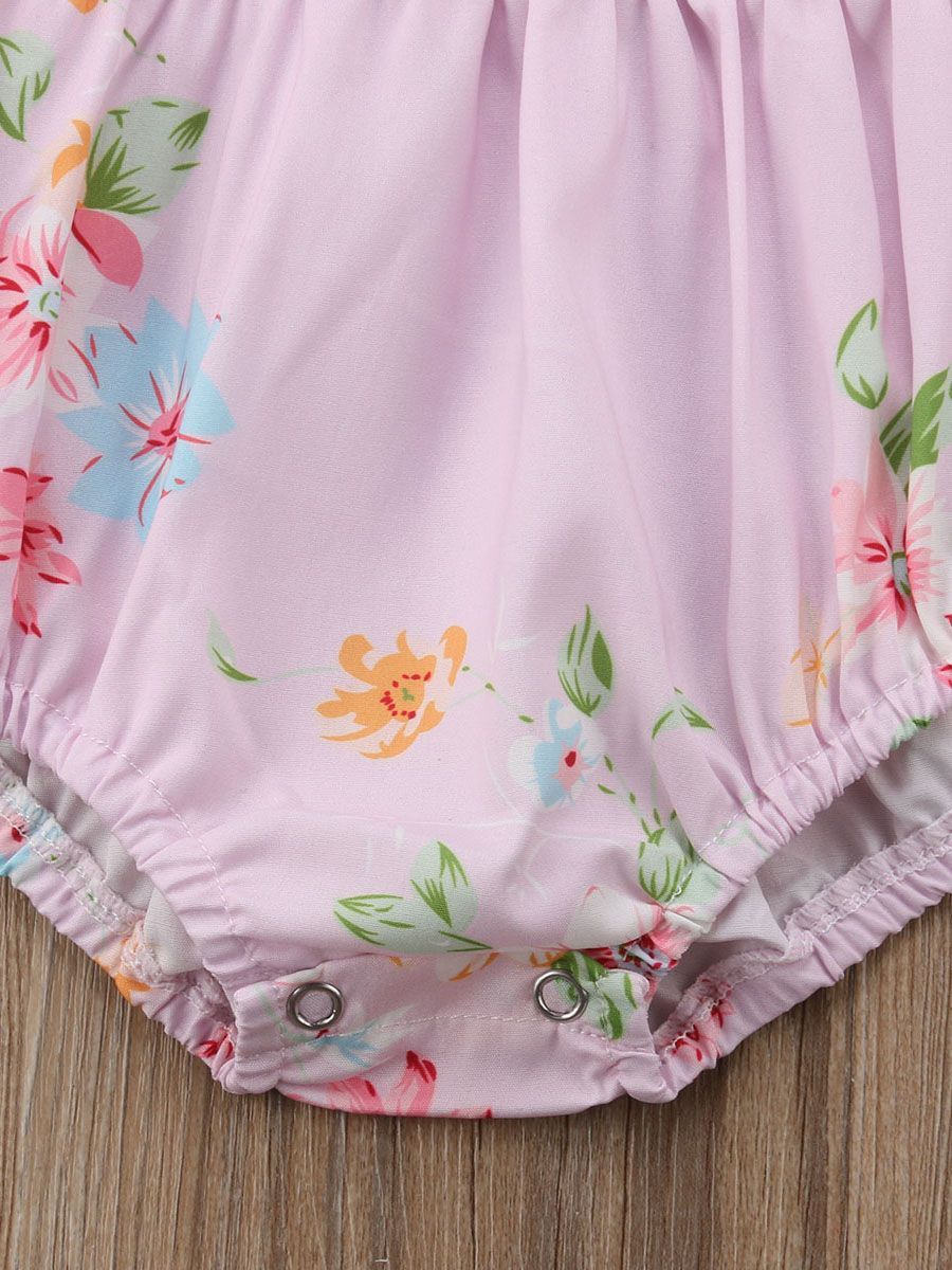 Infant Girl Onesie Flutter Long-sleeved Bodysuit with Headband - dianjiang-