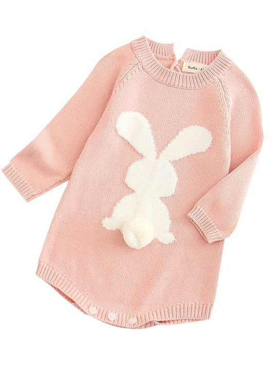 3D Bunny Pattern Knit Onesie Easter Spanish Style Baby Clothes Spring - dianjiang-