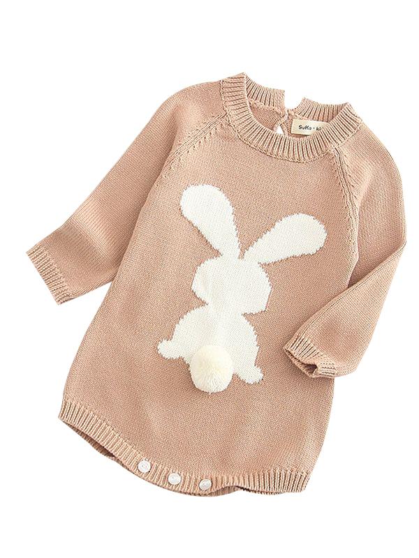 3D Bunny Pattern Knit Onesie Easter Spanish Style Baby Clothes Spring - dianjiang-