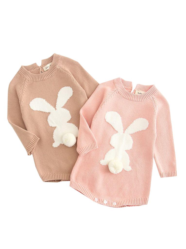 3D Bunny Pattern Knit Onesie Easter Spanish Style Baby Clothes Spring - dianjiang-