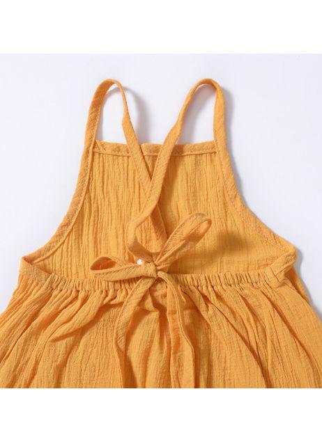 Fashion Toddler Girl Summer Yellow Suspender Backless Trousers - dianjiang-